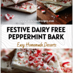 Creamy white yogurt peppermint bark topped with crushed candy canes, a festive Dairy Free Peppermint Bark treat.